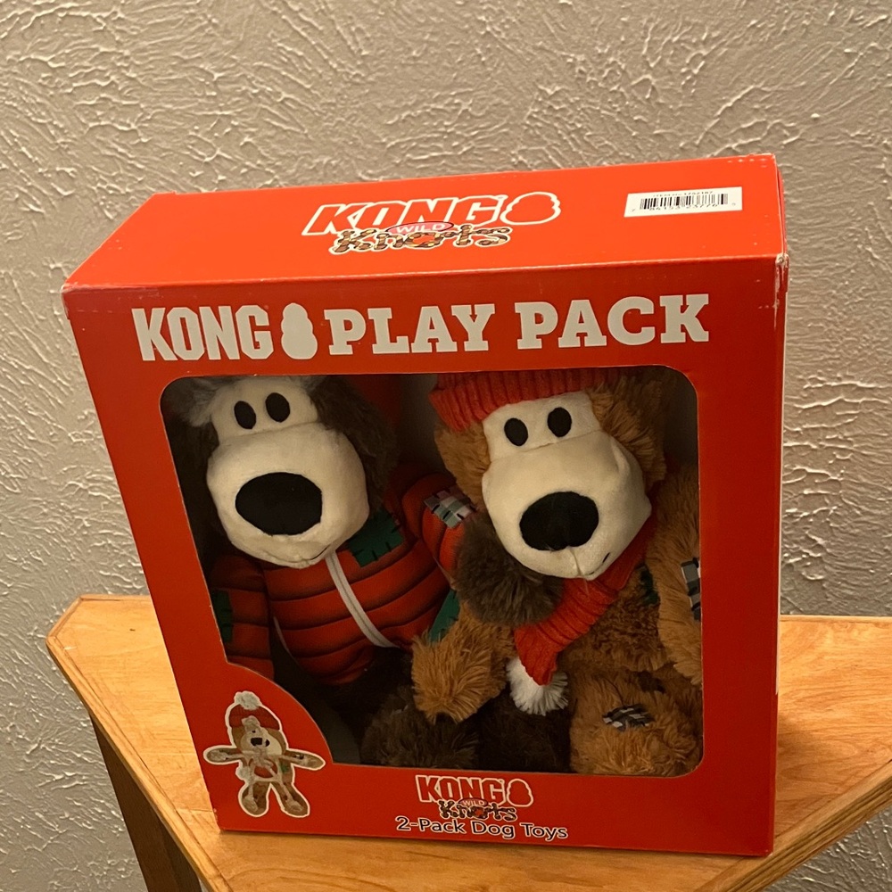 KONG Play Pack - Red and Brown Stuffed Animals. Durable, Rope, knot toy, popular